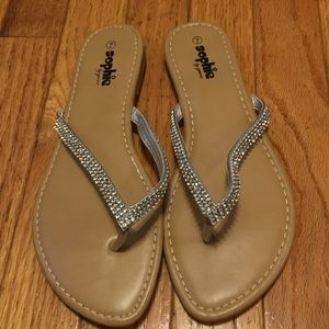 Silver Jeweled Flip Flops-7